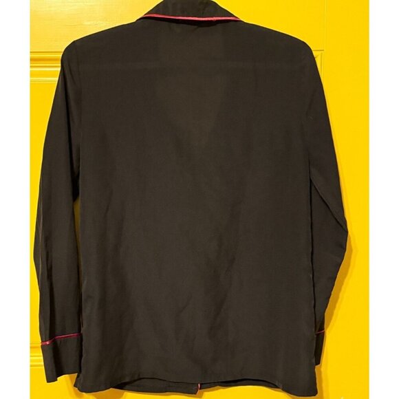 Frederick's of Hollywood Pajama Top Size Small Black Red Comfortable - Picture 2 of 5